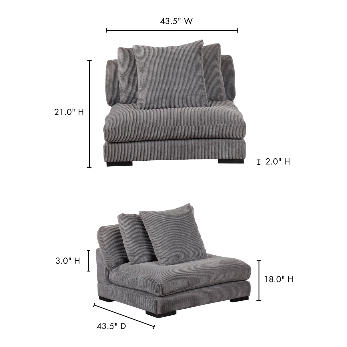 Tumble Grey Slipper Chair by Moe's Home at Eve Furniture