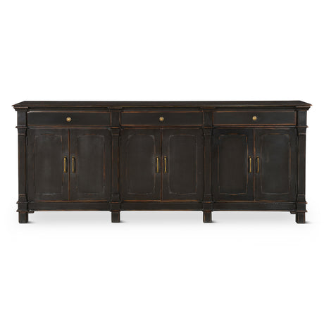 Turin 100" Sideboard in Distressed Black with Walnut Interior by Home Trends & Design at Eve Furniture