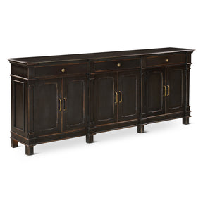 Turin 100" Sideboard in Distressed Black with Walnut Interior by Home Trends & Design at Eve Furniture