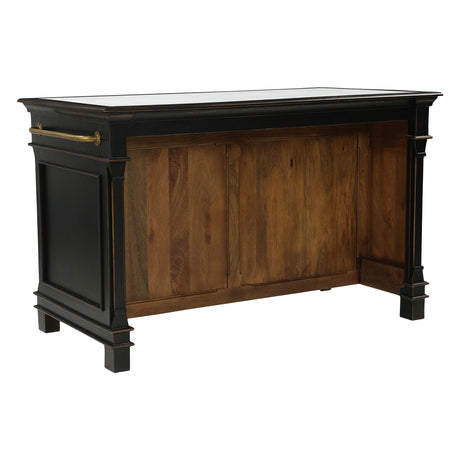 Turin 58" Kitchen Island in Distressed Black with White Marble Top by Home Trends & Design at Eve Furniture