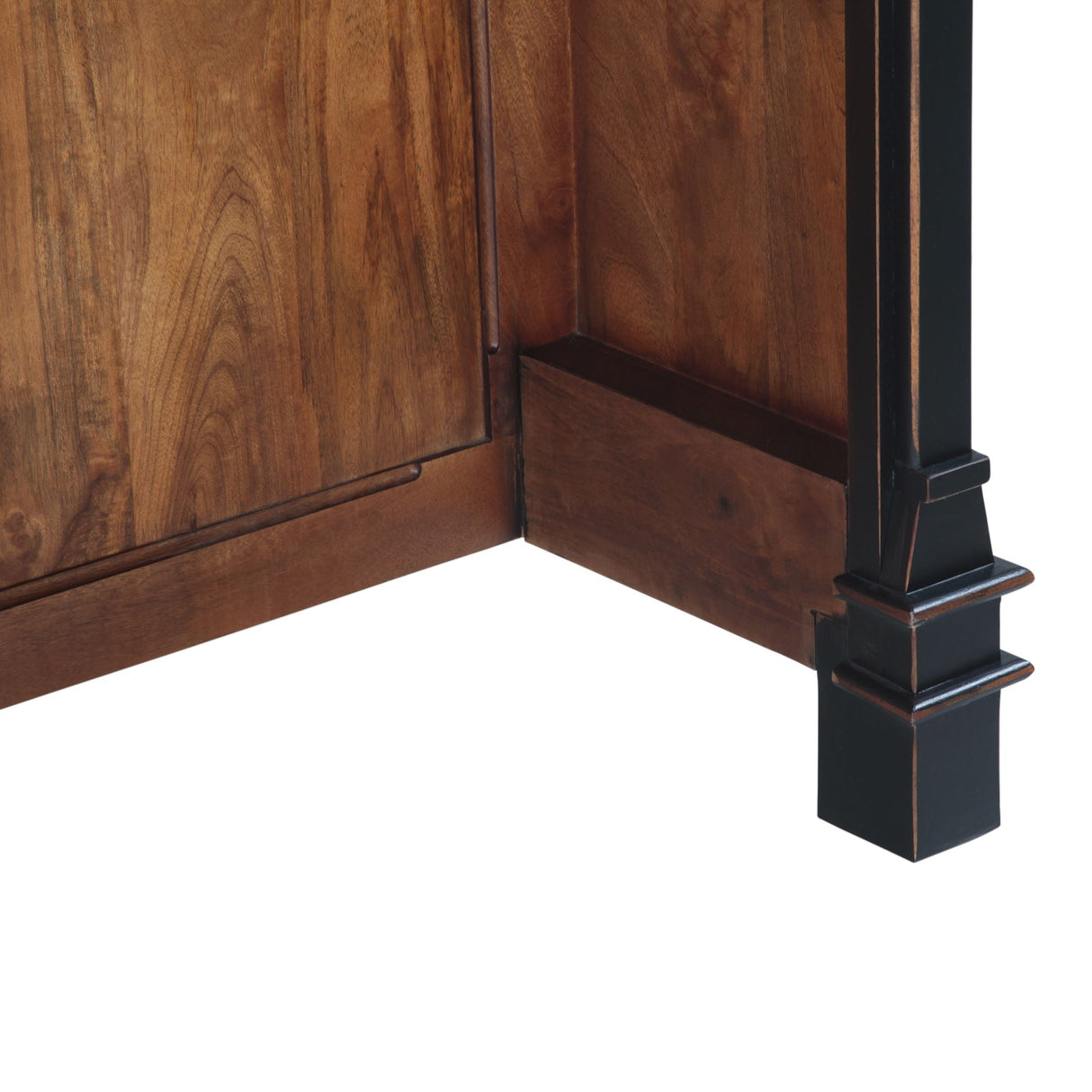 Turin 58" Kitchen Island in Distressed Black with White Marble Top