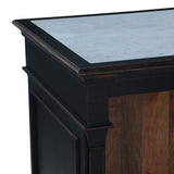Turin 58" Kitchen Island in Distressed Black with White Marble Top
