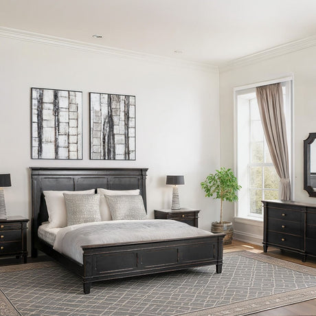 Turin Queen Bed in Distressed Black by Home Trends & Design at Eve Furniture
