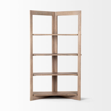 Turnbull I Light Brown Wood Four Shelf Shelving Unit by Mercana at Eve Furniture