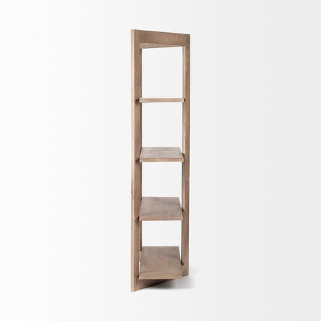 Turnbull I Light Brown Wood Four Shelf Shelving Unit by Mercana at Eve Furniture