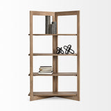 Turnbull I Light Brown Wood Four Shelf Shelving Unit by Mercana at Eve Furniture