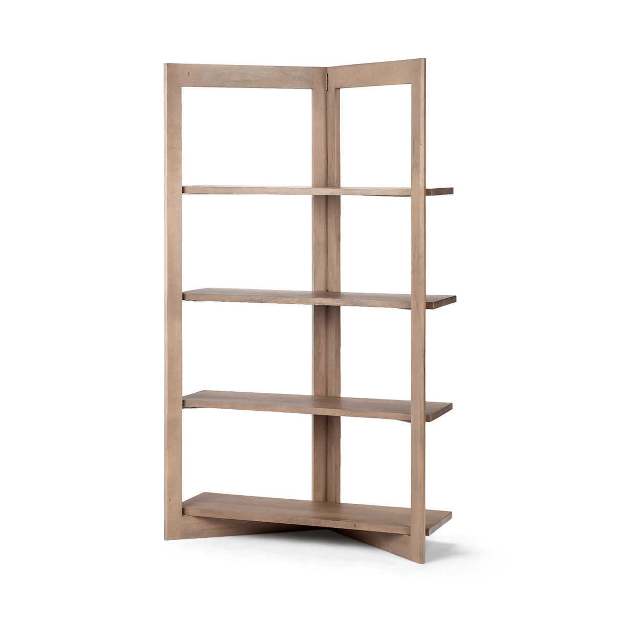 Turnbull I Light Brown Wood Four Shelf Shelving Unit by Mercana at Eve Furniture