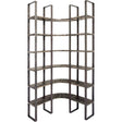 Turner I Curved Brown Wood and Black Iron Six Shelving Unit by Mercana at Eve Furniture