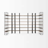 Turner II Curved Dark Brown Wood And Black Iron Six Shelving Unit by Mercana at Eve Furniture