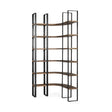 Turner II Curved Dark Brown Wood And Black Iron Six Shelving Unit by Mercana at Eve Furniture