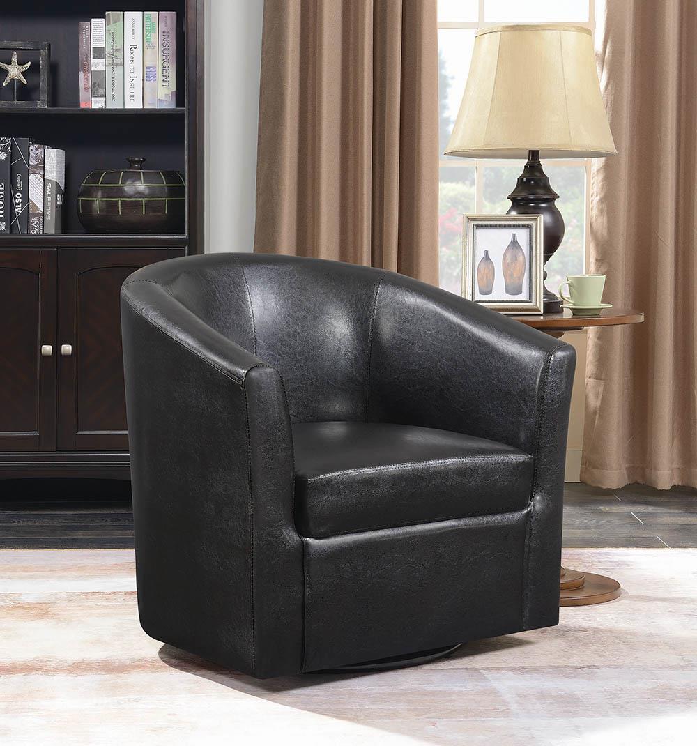 Turner Dark Brown Upholstery Sloped Arm Accent Swivel Chair