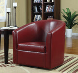 Turner Red Upholstery Sloped Arm Accent Swivel Chair