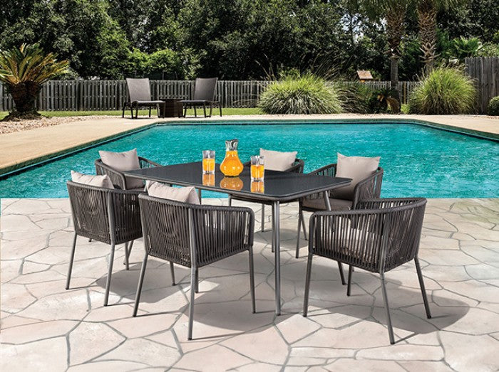 Tushari Dark Gray/Light Gray 8-Piece Outdoor Dining Set by Furniture of America at Eve Furniture