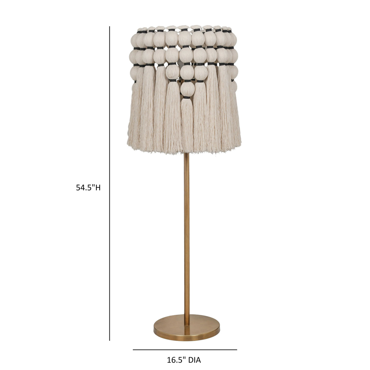 Tutu Cream Cotton Tasseled Floor Lamp by TOV Furniture at Eve Furniture