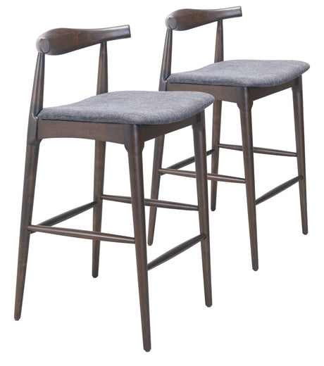 Tuzka Gray & Espresso Barstool (Set of 2) by Zuomod at Eve Furniture