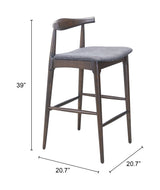 Tuzka Gray & Espresso Barstool (Set of 2) by Zuomod at Eve Furniture