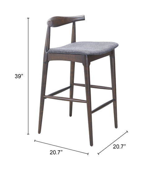 Tuzka Gray & Espresso Barstool (Set of 2) by Zuomod at Eve Furniture