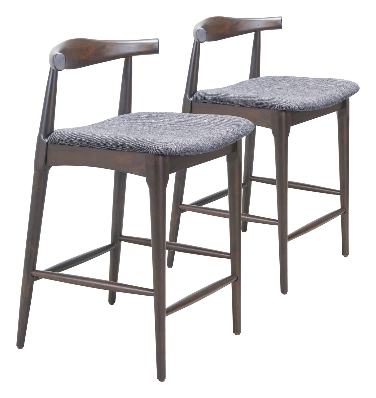 Tuzka Gray & Espresso Counter Stool (Set of 2) by Zuomod at Eve Furniture