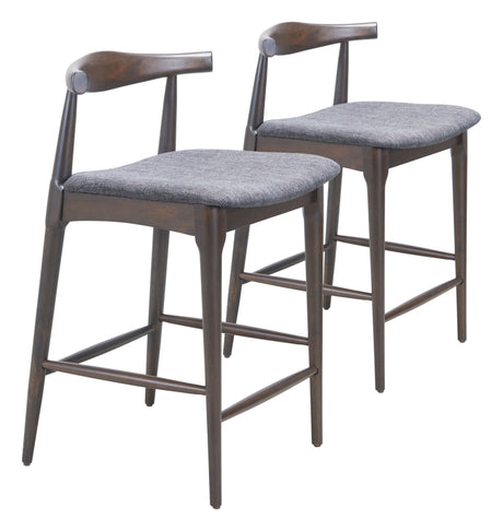 Tuzka Gray & Espresso Counter Stool (Set of 2) by Zuomod at Eve Furniture