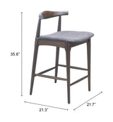 Tuzka Gray & Espresso Counter Stool (Set of 2) by Zuomod at Eve Furniture