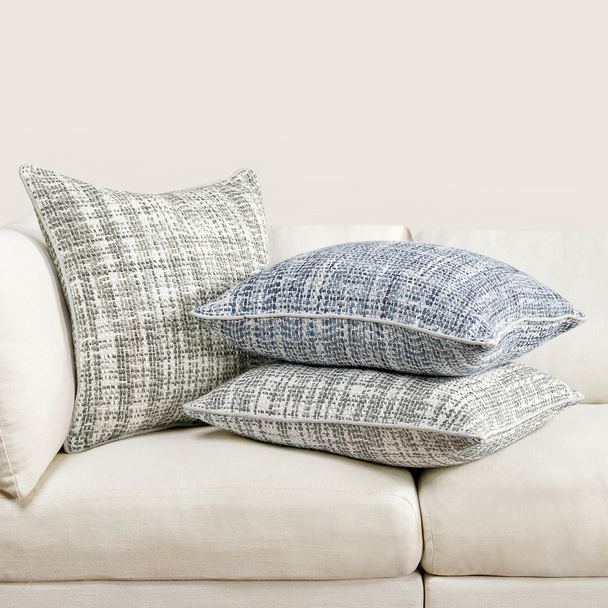 TW Brax Gray/Ivory 22x22 Throw Pillow (Set of 2) by Classic Home at Eve Furniture