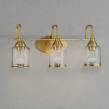 Twilight Three Lights Brushed Gold Contemporary Vanity Light 22"W × 10"H × 7.48"E with Clear Glass by Ashcroft Furniture at Eve Furniture