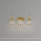 Twilight Three Lights Brushed Gold Contemporary Vanity Light 22"W × 10"H × 7.48"E with Clear Glass by Ashcroft Furniture at Eve Furniture