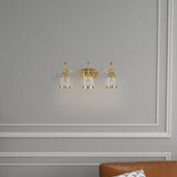 Twilight Three Lights Brushed Gold Contemporary Vanity Light 22"W × 10"H × 7.48"E with Clear Glass by Ashcroft Furniture at Eve Furniture