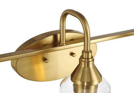 Twilight Three Lights Brushed Gold Contemporary Vanity Light 22"W × 10"H × 7.48"E with Clear Glass by Ashcroft Furniture at Eve Furniture