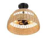 Twinkle Double Lights Semi Flush With Rattan Shade Black Metal Finish for Farmhouse Style by Ashcroft Furniture at Eve Furniture