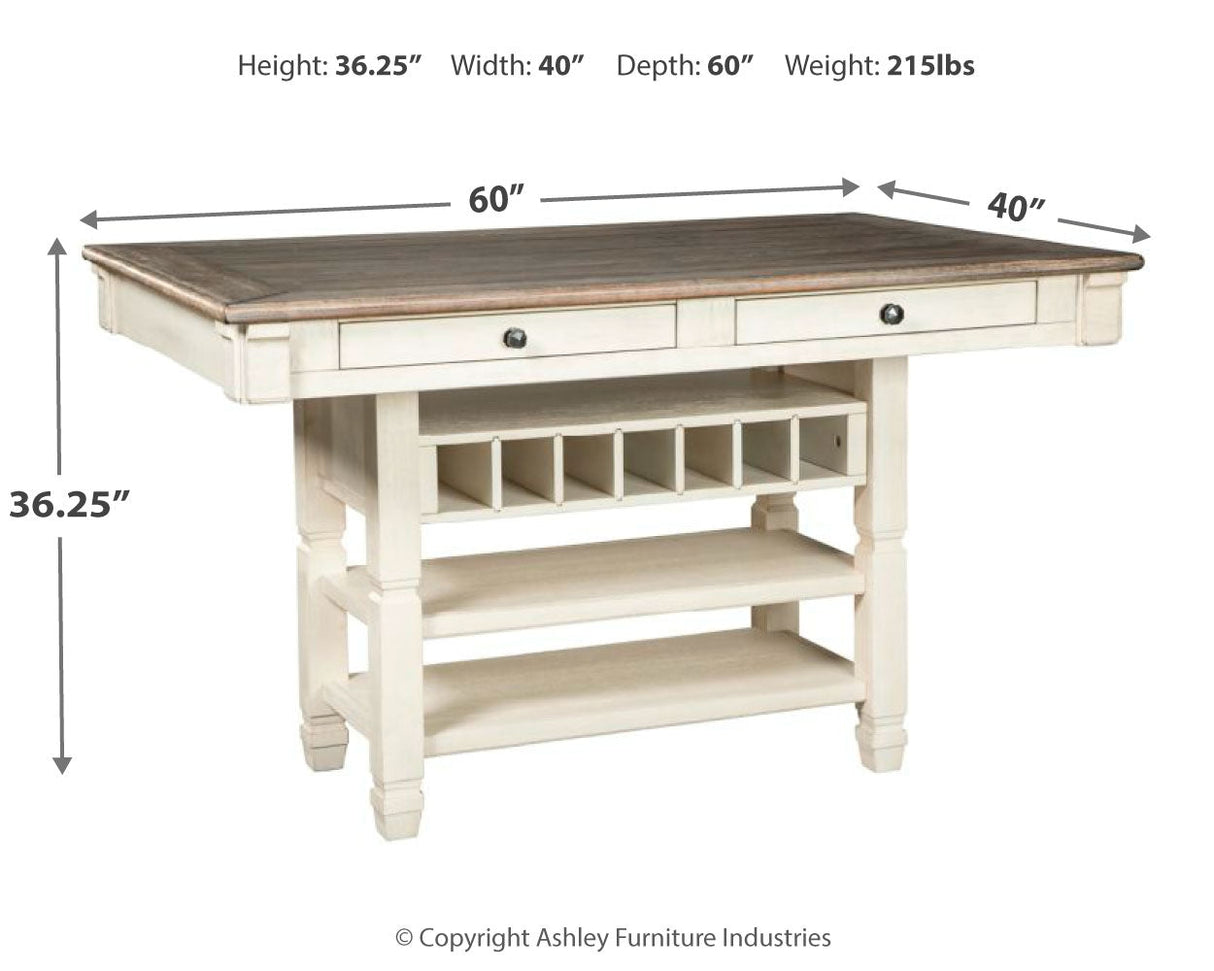 Bolanburg Antique White Counter Height Dining Table and 4 Barstools