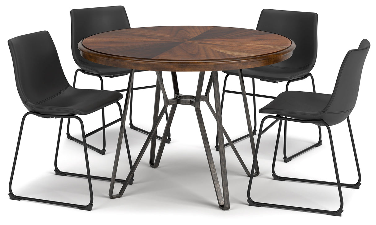 Centiar Brown/Black 5-Piece Round Dining Set