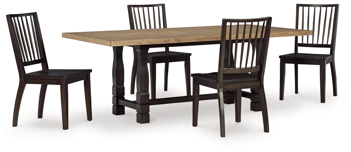 Charterton Two-tone Brown Dining Table and 4 Chairs