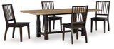 Charterton Two-tone Brown Dining Table and 4 Chairs