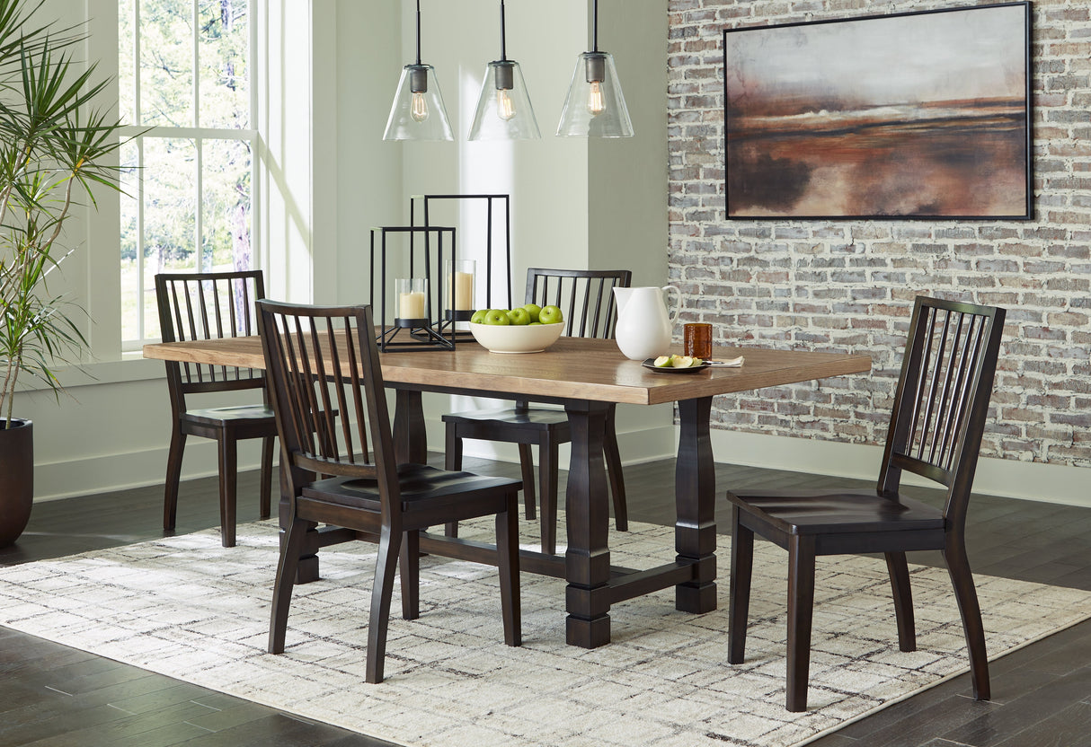 Charterton Two-tone Brown Dining Table and 4 Chairs