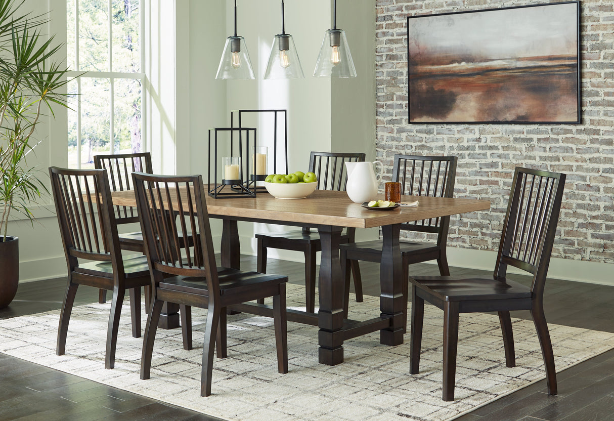 Charterton Two-tone Brown Dining Table and 6 Chairs