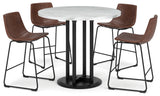 Centiar White/Brown Counter Height Dining Table and 4 Barstools