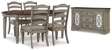 Lodenbay Antique Gray Oval Dining Table and 4 Chairs with Storage in Two-tone