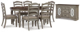 Lodenbay Antique Gray Oval Dining Table and 6 Chairs with Storage in Two-tone