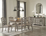 Lodenbay Antique Gray Oval Dining Table and 6 Chairs with Storage in Two-tone