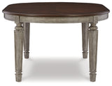 Lodenbay Antique Gray Oval Dining Table and 6 Chairs with Storage in Two-tone