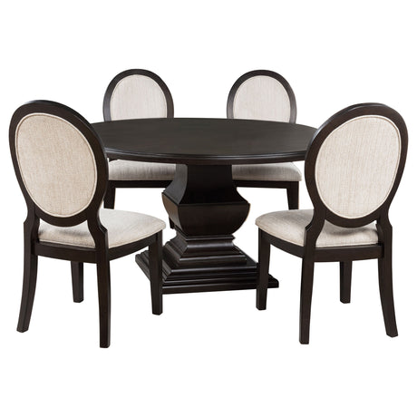 Twyla Dark Cocoa 5-piece Round Wood Dining Room Table Set by Coaster at Eve Furniture