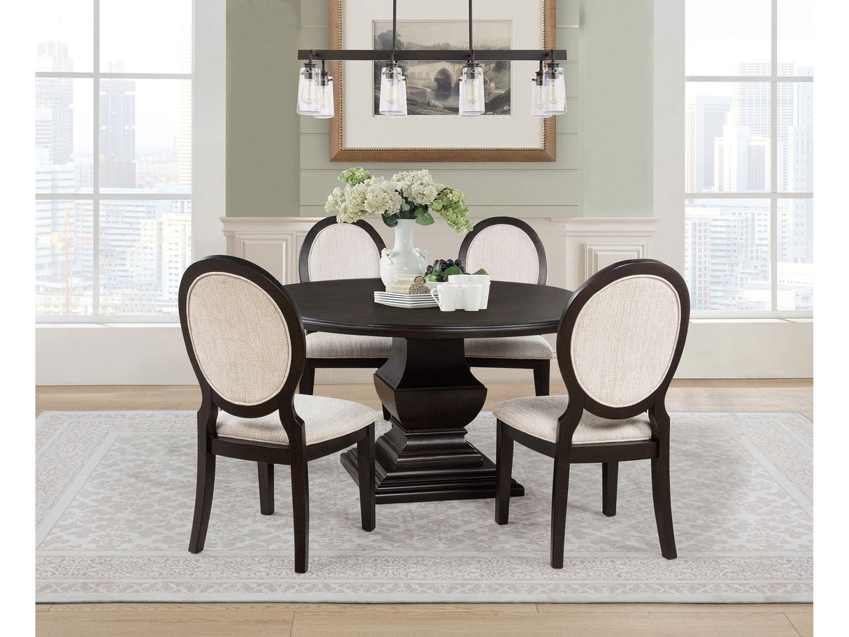 Twyla Dark Cocoa 5-piece Round Wood Dining Room Table Set by Coaster at Eve Furniture