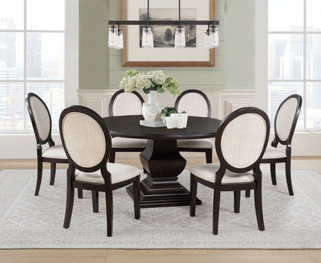 Twyla Dark Cocoa 60-inch Round Wood Dining Room Table by Coaster at Eve Furniture