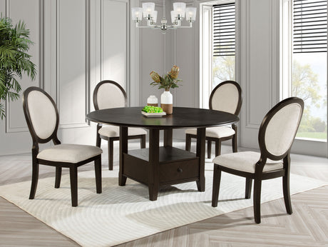 Twyla Dark Cocoa 7-Piece Round Wood Dining Room Set by Coaster at Eve Furniture