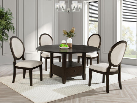 Twyla Dark Cocoa 7-Piece Round Wood Dining Room Set by Coaster at Eve Furniture