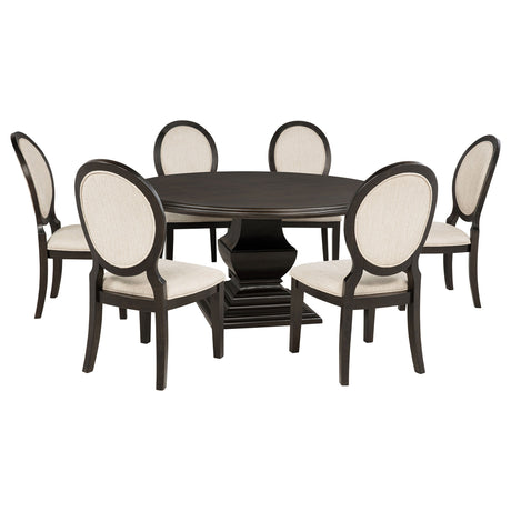 Twyla Dark Cocoa 7-piece Round Wood Dining Room Table Set by Coaster at Eve Furniture