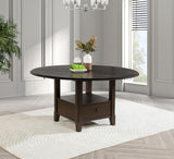 Twyla Dark Cocoa Round Dining Table with Drawer by Coaster at Eve Furniture