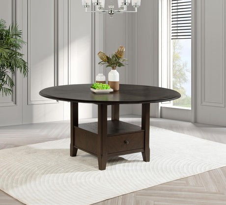 Twyla Dark Cocoa Round Dining Table with Drawer by Coaster at Eve Furniture