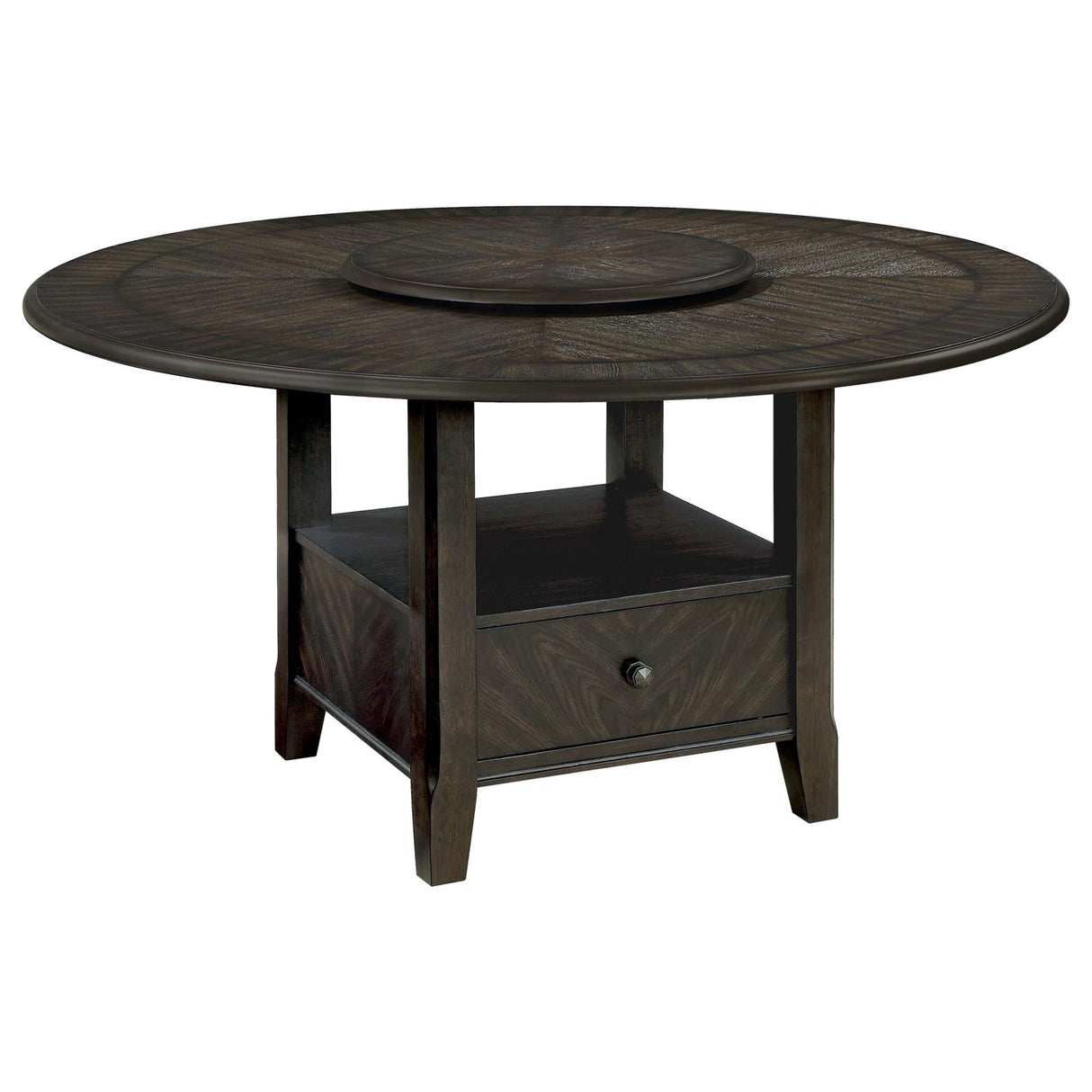 Twyla Dark Cocoa Round Dining Table with Removable Lazy Susan